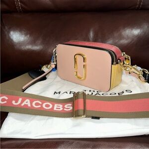‼️Authentic Marc Jacobs Snapshot Pink Yellow Colorblock Leather Crossbody Bag